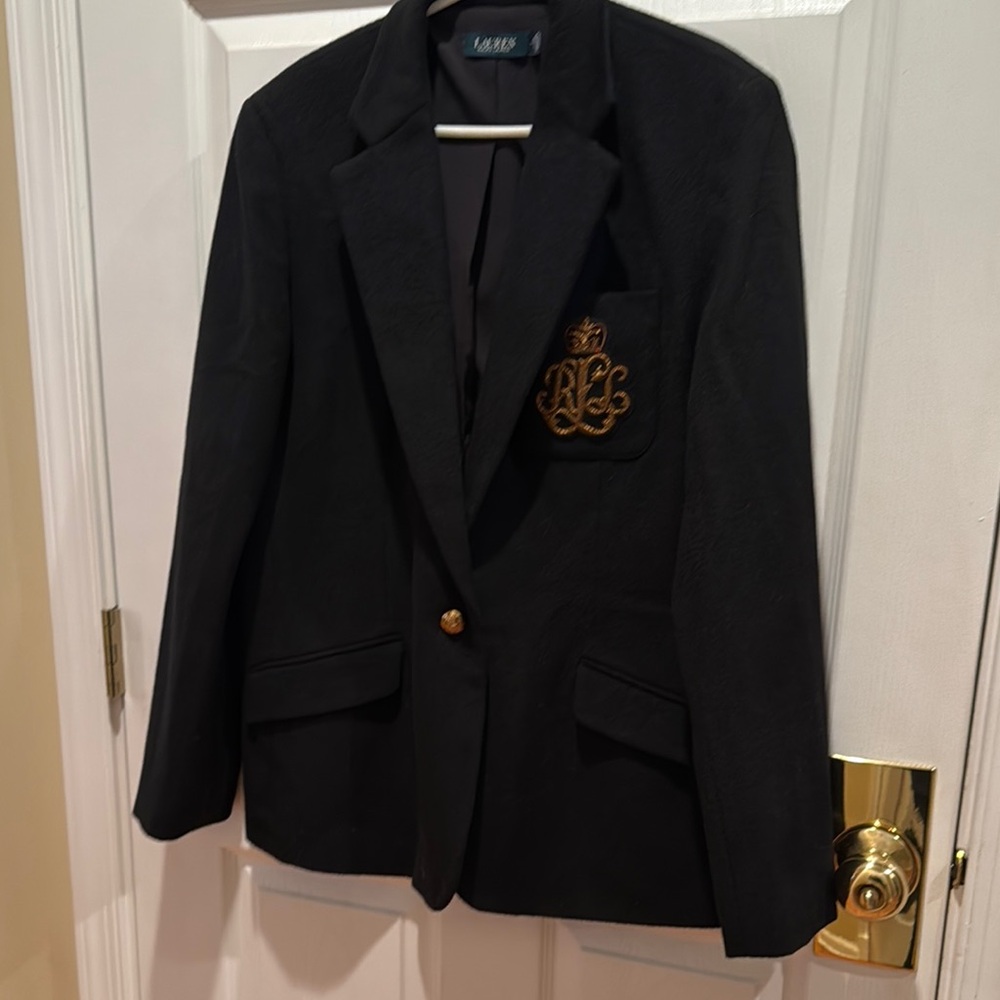 Ralph Lauren Black Sport Coat with Gold Emblem